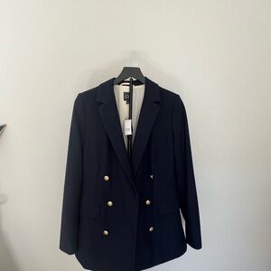 GAP Women's Dark Blue Blazer with Gold Accents